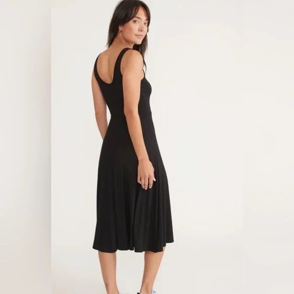 Marine Layer Black Ribbed Lexi Fit And Flare Tank Midi Dress Size Small NWOT - Picture 2 of 9